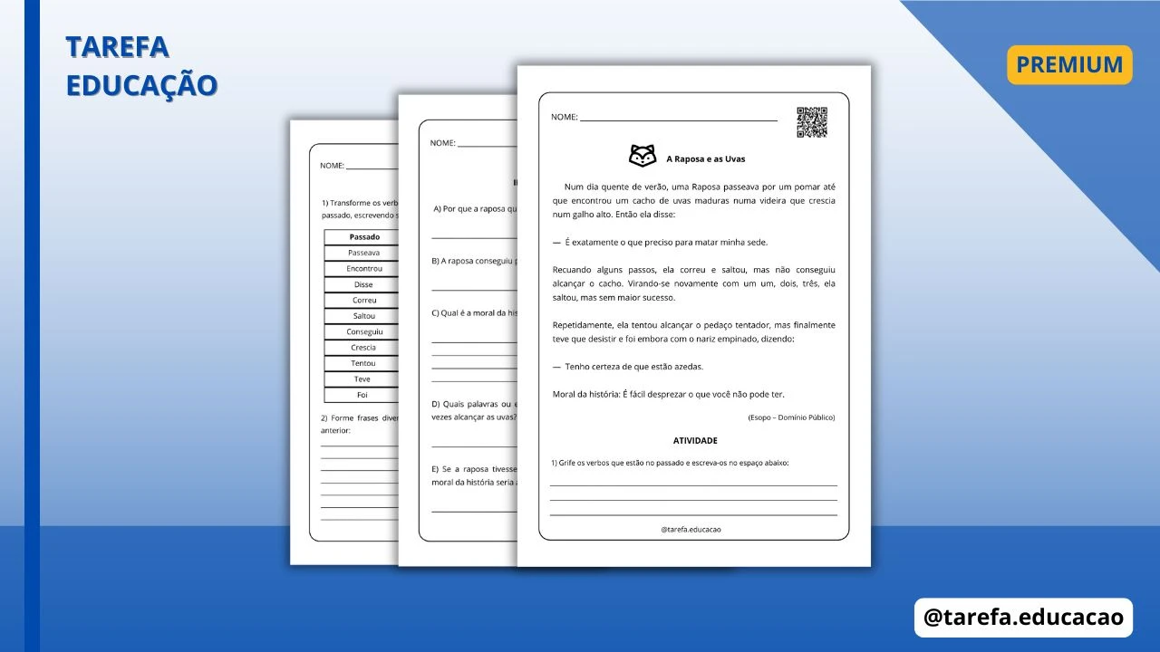 Capa do post A Raposa e as Uvas: interpretação de texto e tempos verbais