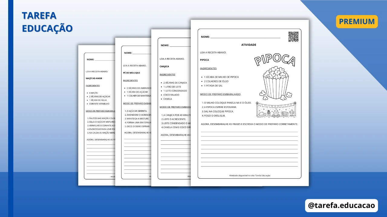 Capa do post Atividade - Receitas juninas embaralhadas